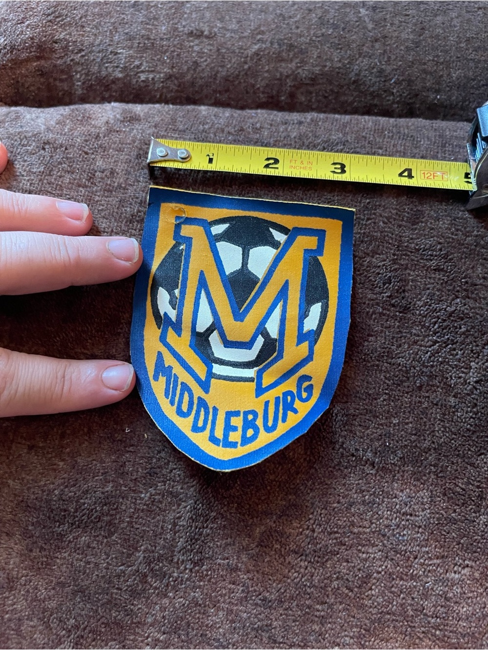 Middleburg Soccer Logo Patch — Blue and Yellow Shield